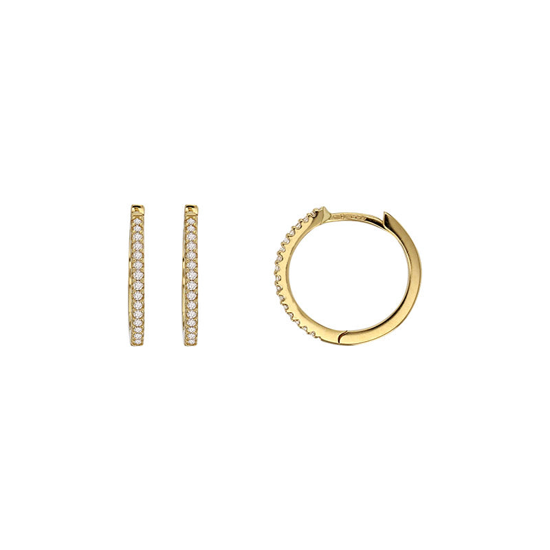 Creole hoops 18ct gold and diamond, 2x16 diamonds 0,12 ct HSI quality