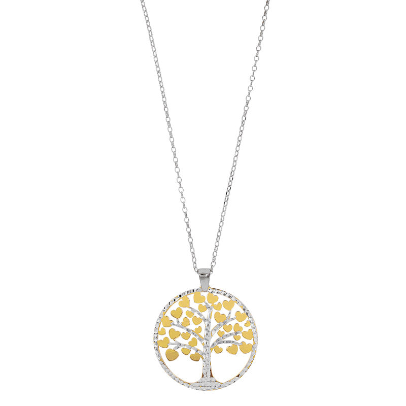 Two-Tone Diamond-Cut Necklace – 925 Sterling Silver with Platinum & Gold Plating